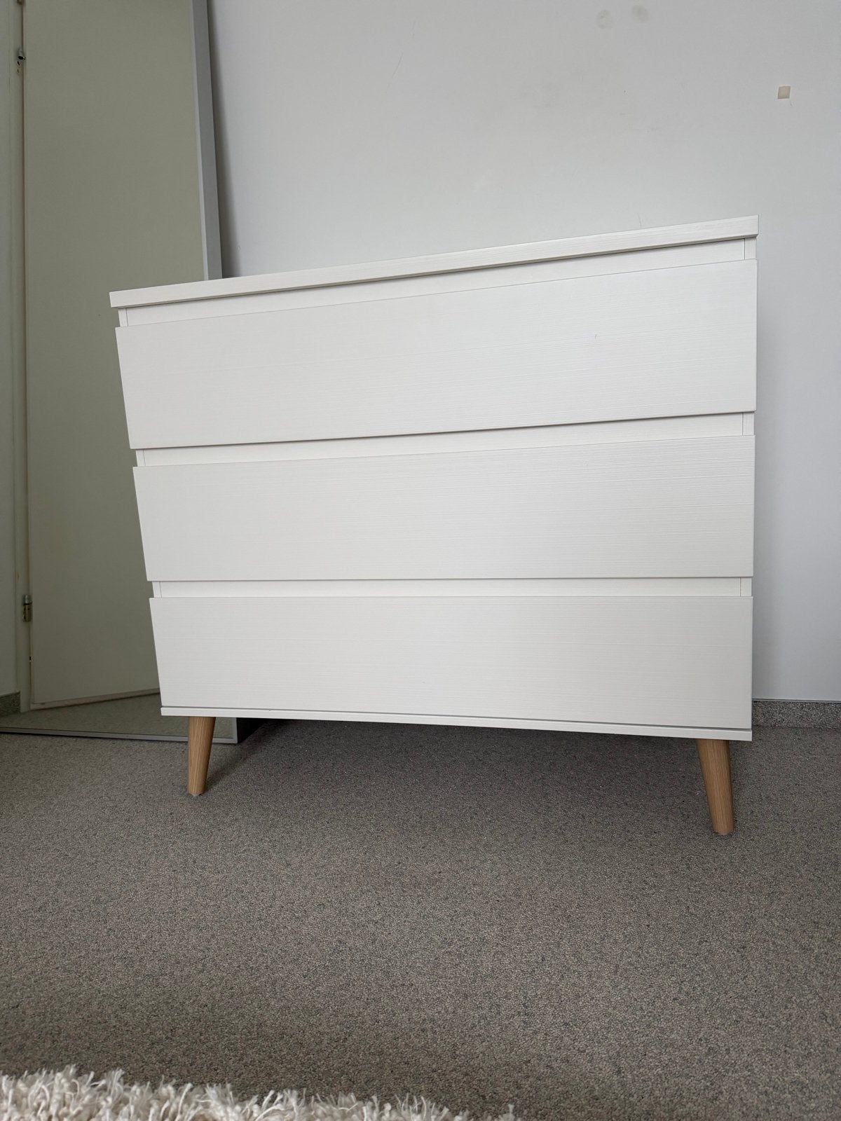 TWF Commode Wit met 3 Lades en Houten Poten, Ophalen, Gebruikt, 50 tot 70 cm, 75 tot 100 cm