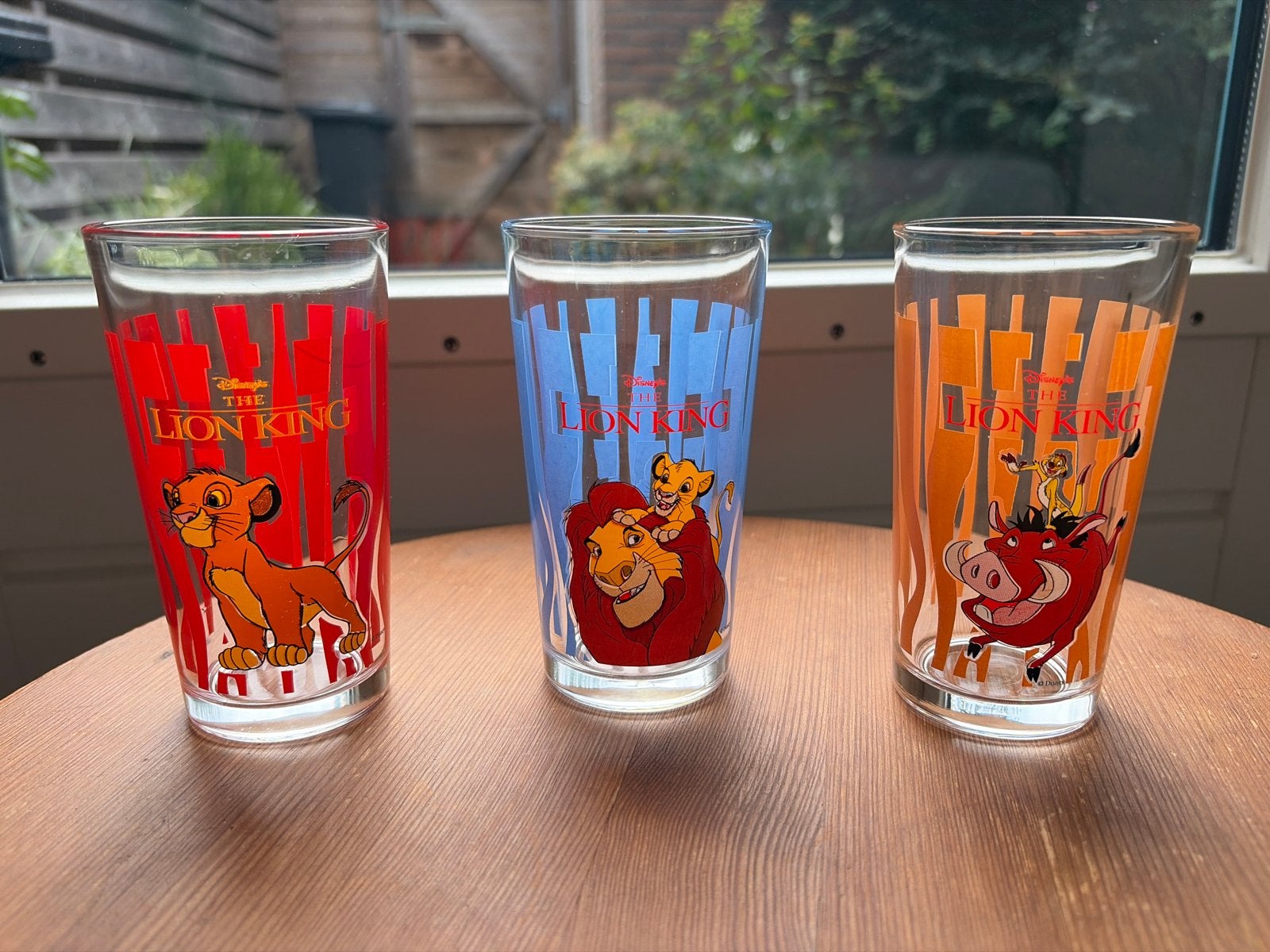 Vintage Disney The Lion King Glazen Set (3 stuks), Huis en Inrichting, Keuken | Servies, Gebruikt, Glas of Glazen, Vintage, Glas