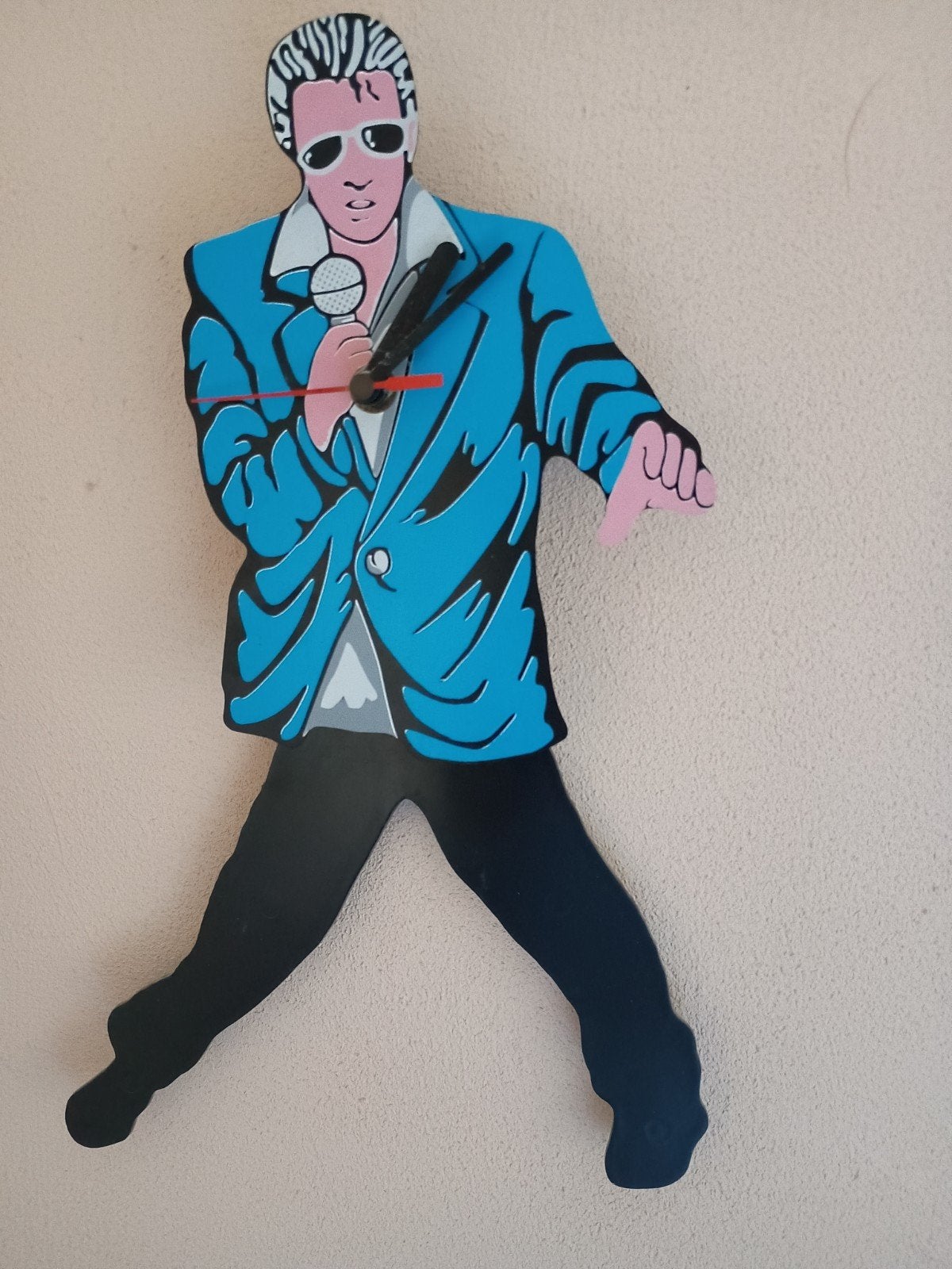 Elvis Presley wandklokje met swingende benen - Jaren '70 sti, Ophalen of Verzenden