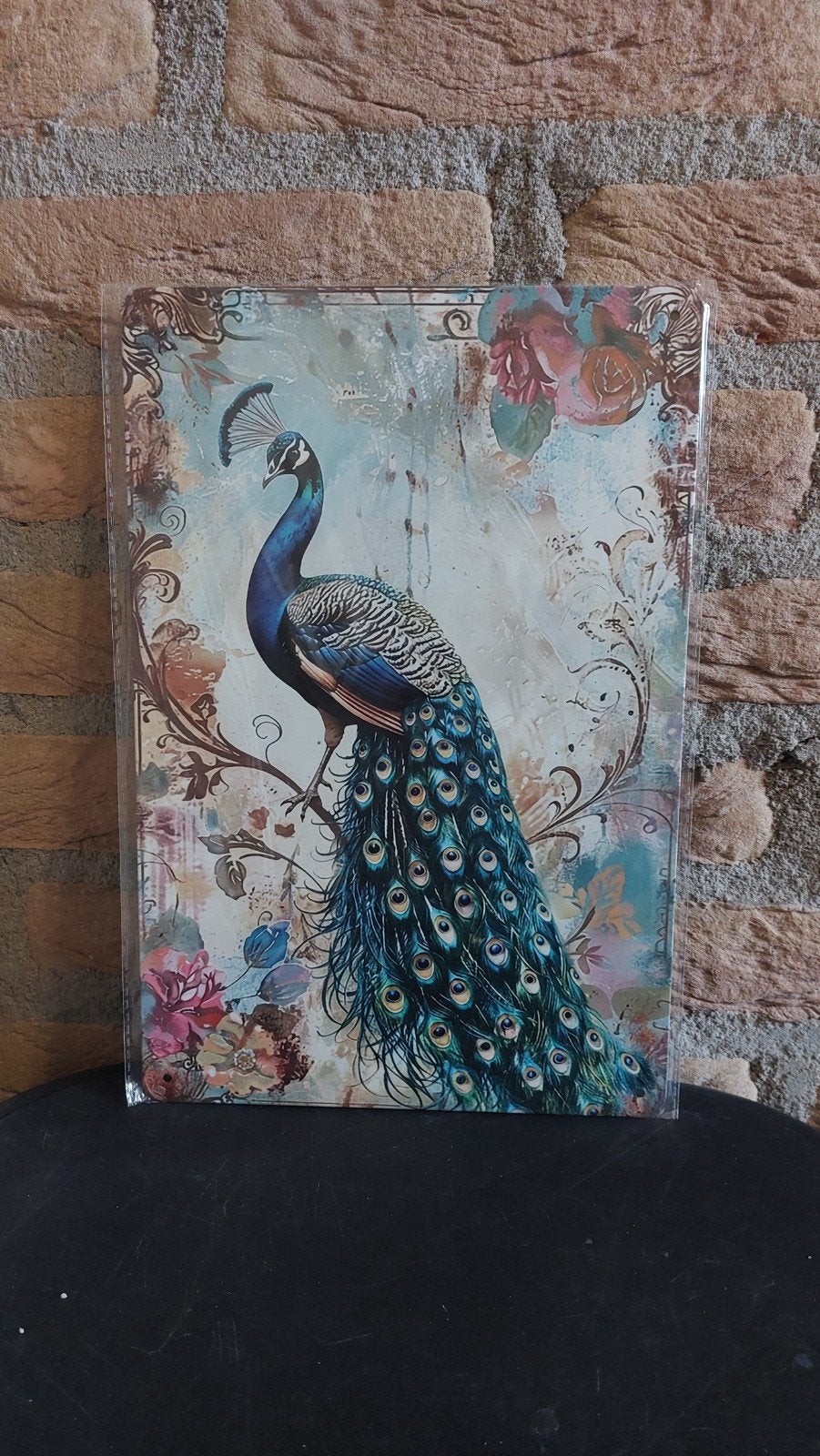 Decoratief Wandbord Pauw 20x30cm, Meerkleurig, Nieuw, Ophalen of Verzenden, Wandbord of Wandpaneel