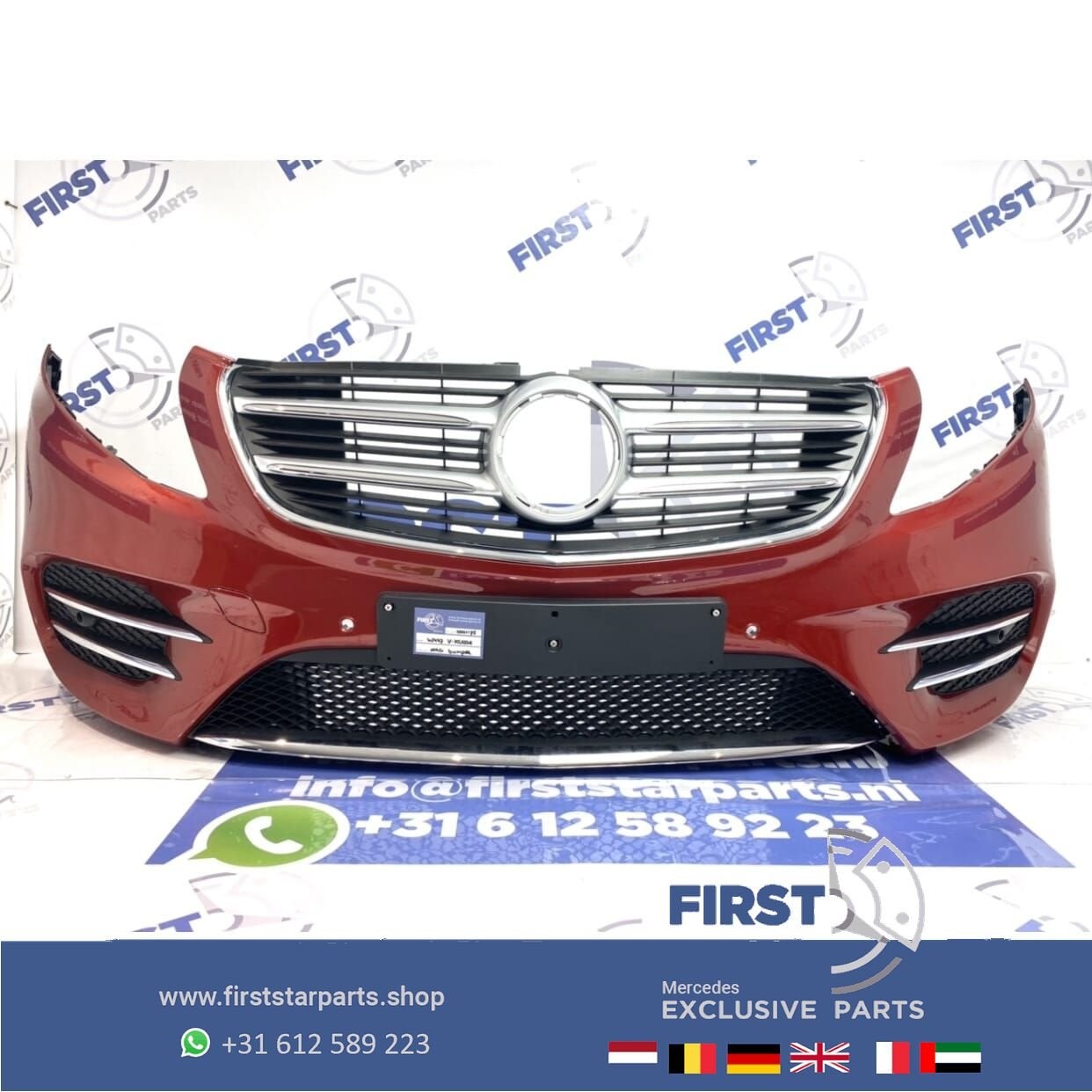 W447 VITO / V KLASSE AMG VOORBUMPER COMPLEET ROOD ZWART WIT, Gebruikt, -, Voor, Ophalen of Verzenden