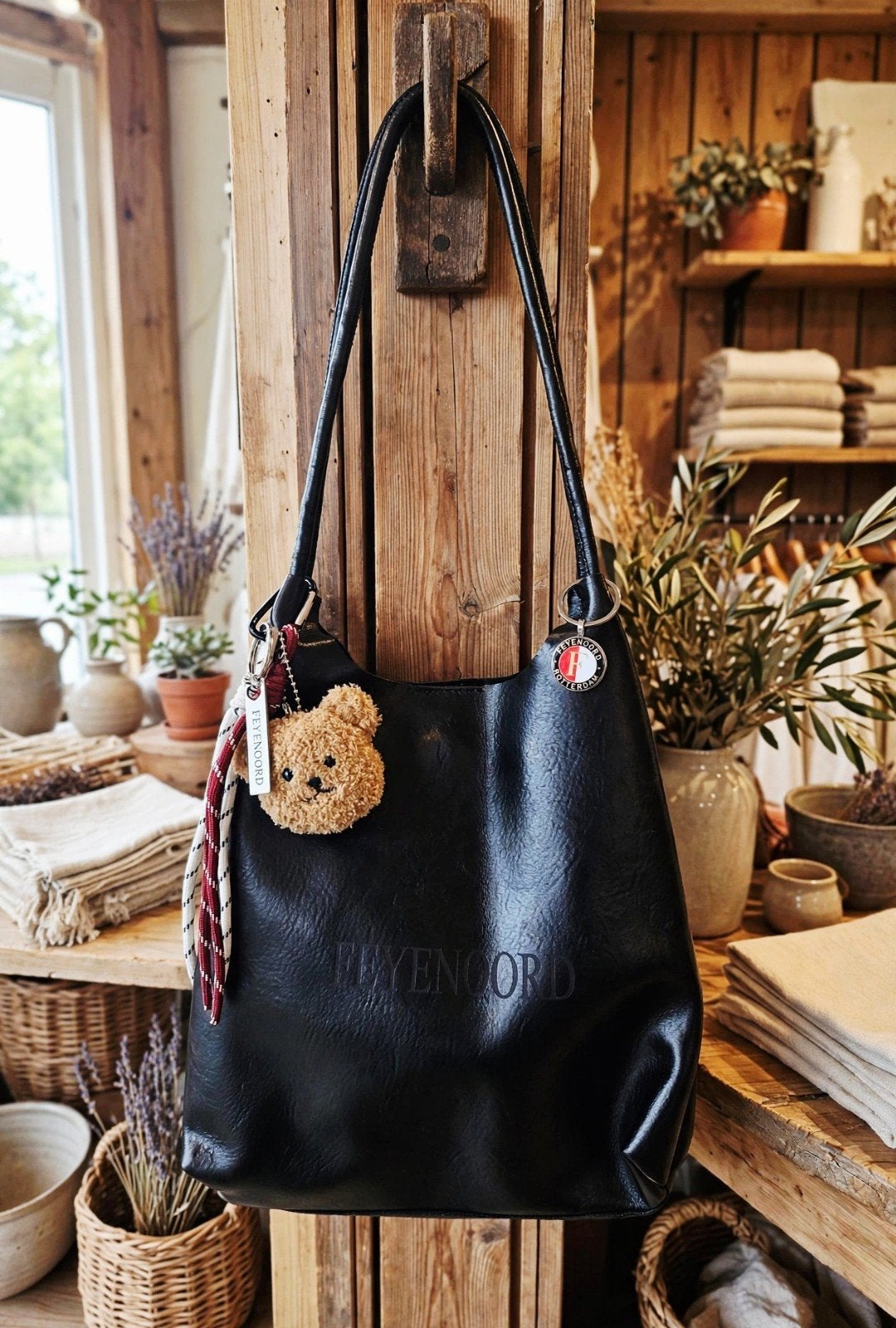 Dames Leren Feyenoord Tas - Zwart, Ophalen of Verzenden, Nieuw, Zwart, Handtas