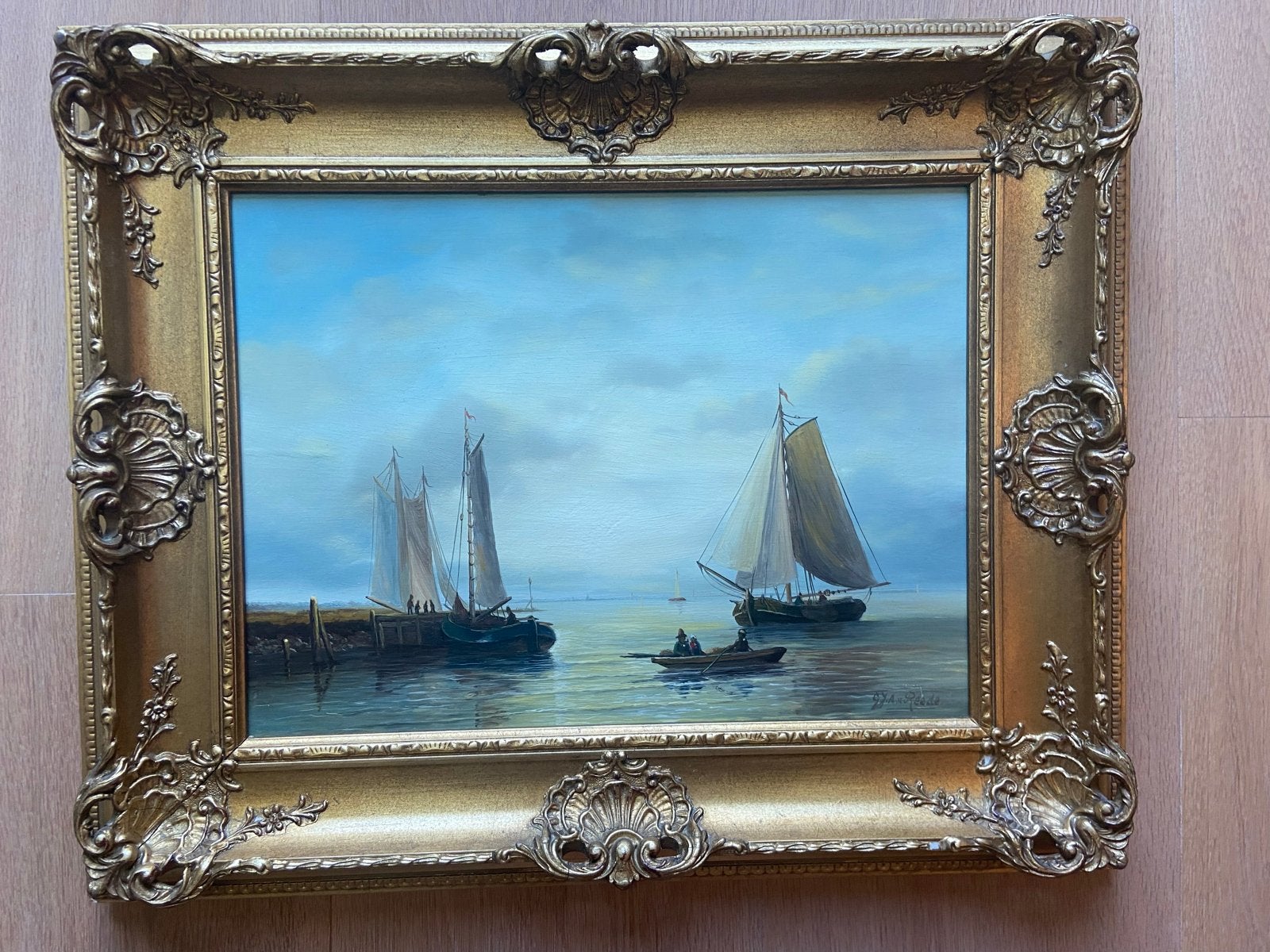 Set van 2 Schilderijen: Maritiem en Hollands Landschap, Ophalen, Gesigneerd, Olieverf, Klassiek