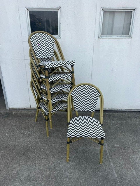 40 Luxe franse bistro horeca terras stoelen stapelbaar zwart, Ophalen, Zwart, Zo goed als nieuw, Vijf, Zes of meer stoelen