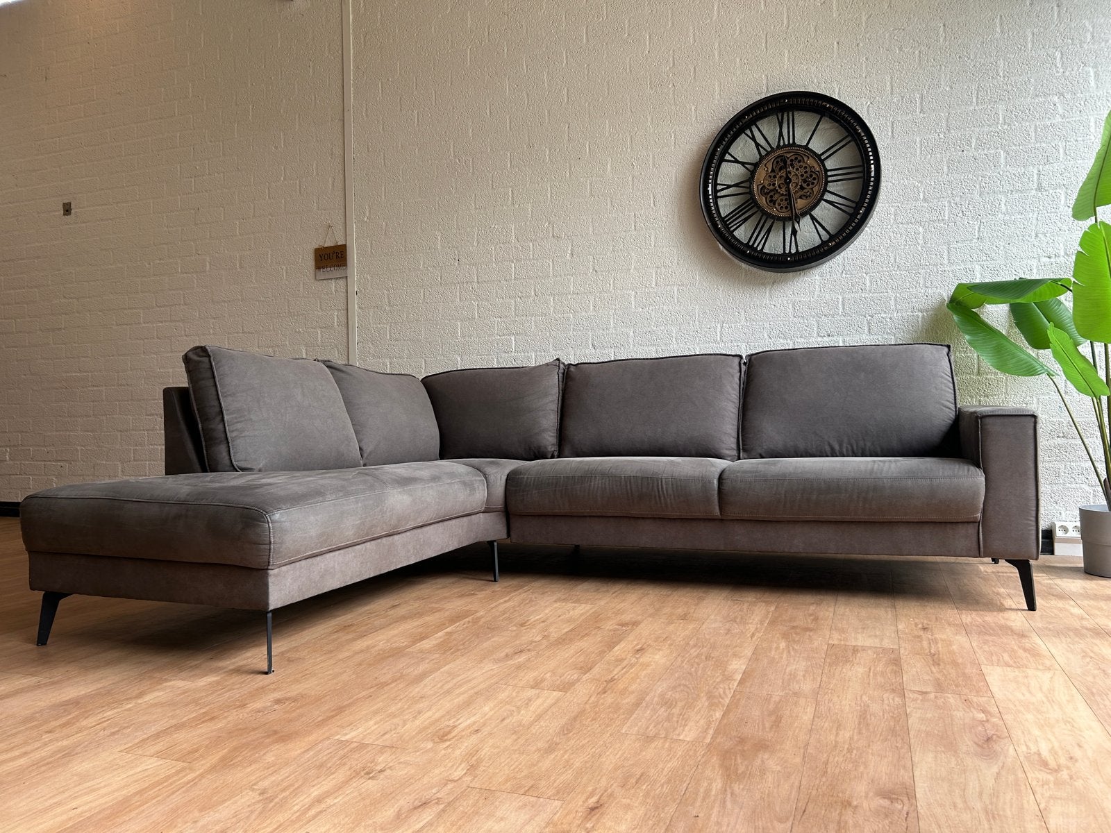 Exclusieve Hoekbank Antraciet - Geïmpregneerd en Gereinigd, 250 tot 300 cm, Luxe, Hoekbank, Ophalen of Verzenden