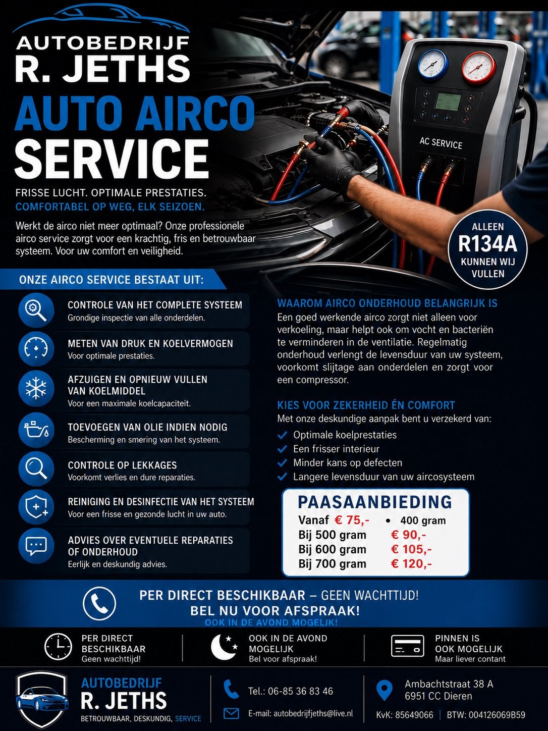 AUTO AIRCO SERVICE – R134A BIJVULLEN ️, Ophalen, Nieuw