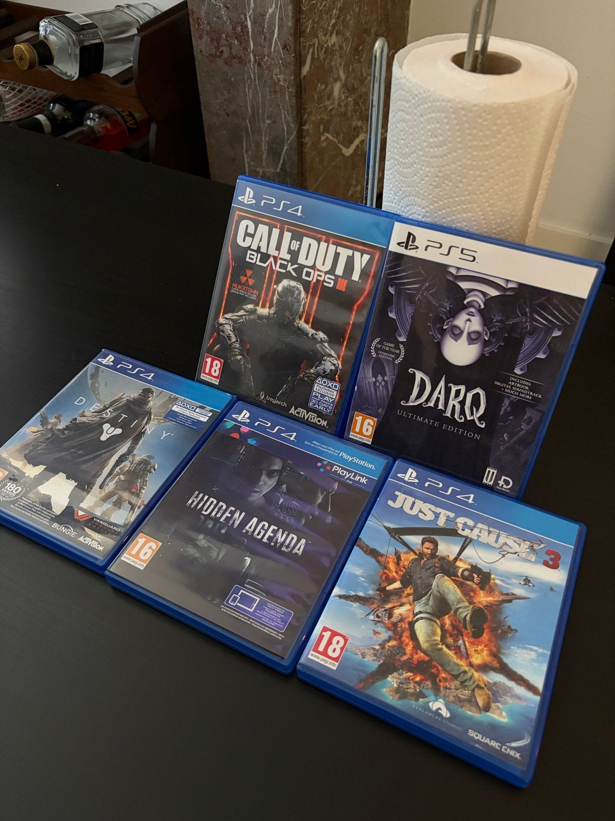 PS4/PS5 Games: Destiny, Hidden Ag, Just Cause 3, BO3, Darq, Ophalen, Online, Gebruikt, Vanaf 18 jaar