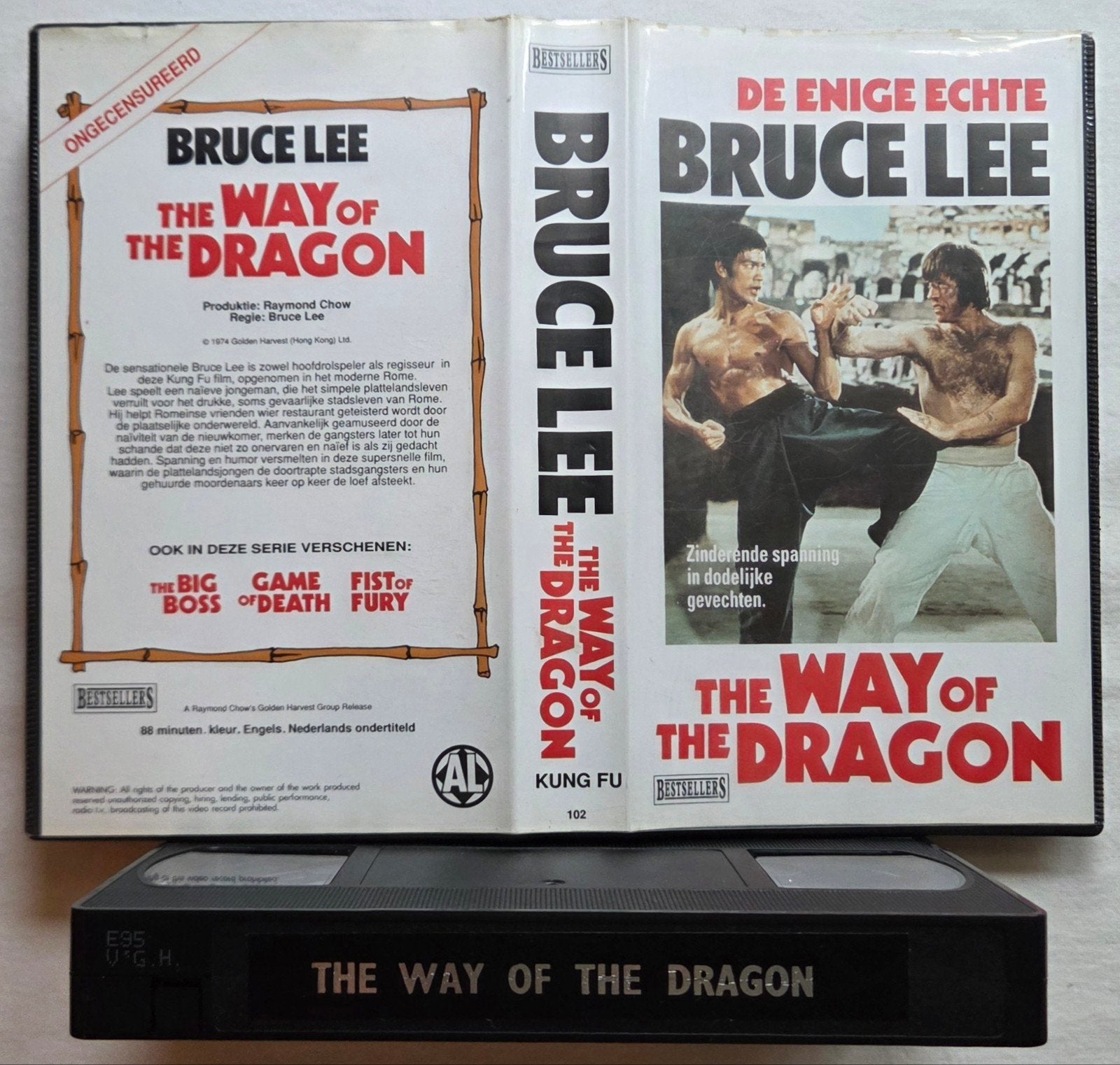 Bruce Lee & Chuck Norris The Way Of The Dragon VHS Kung-Fu, Vanaf 16 jaar, Ophalen of Verzenden, Gebruikt, Actie en Avontuur