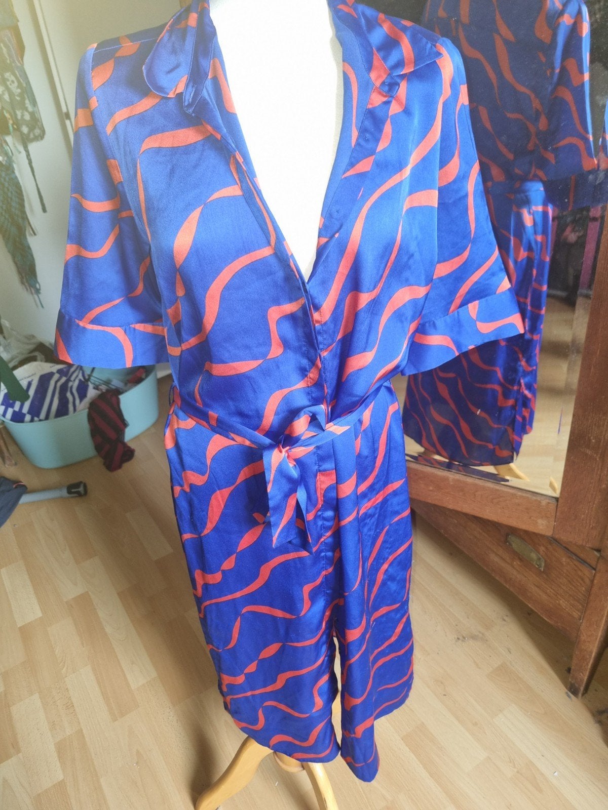 Dante6 Jurk met Oranje Print - Maat M, Blauw, Ophalen of Verzenden, Gedragen, Onder de knie
