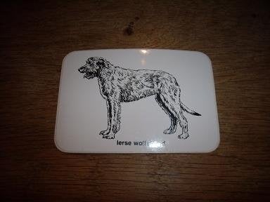 Hondenras sticker Ierse Wolfshond 10 x 7 cm, Ophalen of Verzenden, Zo goed als nieuw, Bedrijf of Vereniging
