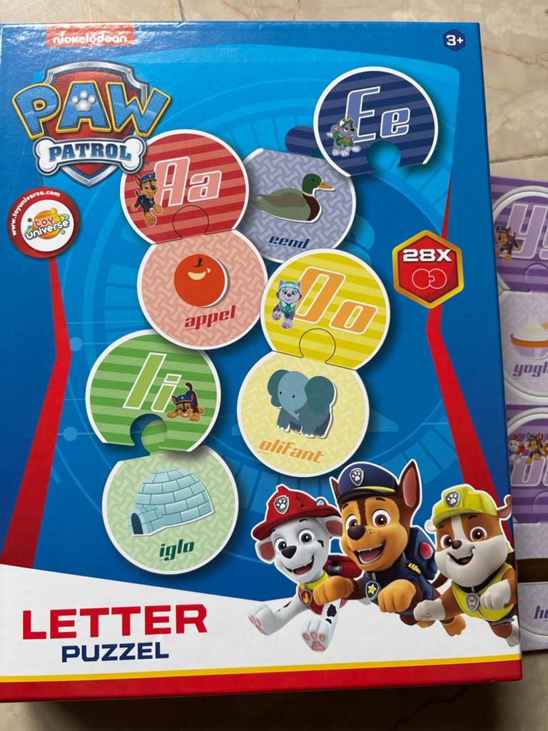 Paw Patrol Letter Puzzel - Nieuw in doos, Ophalen of Verzenden, Minder dan 10 stukjes, Nieuw, 2 tot 4 jaar