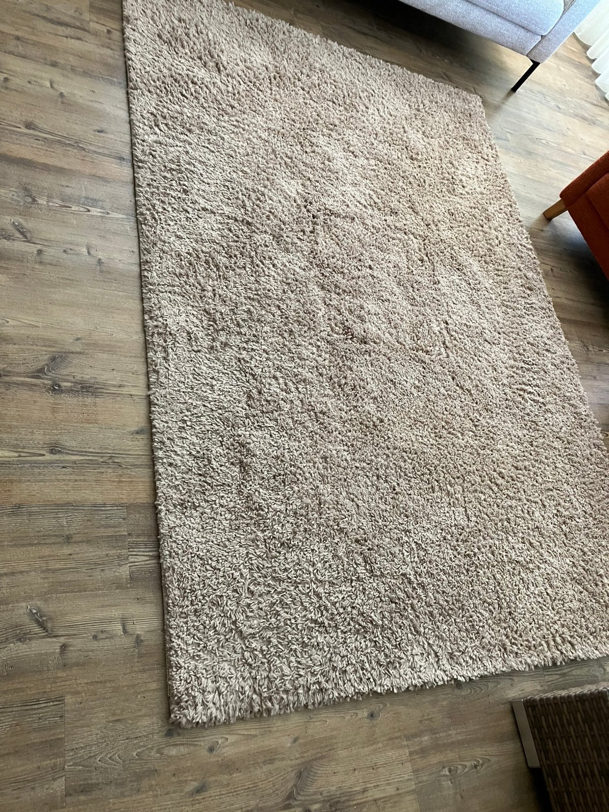 Vloerkleed zandkleur licht-gewerkt, Ophalen, Zo goed als nieuw, Rechthoekig, 200 cm of meer