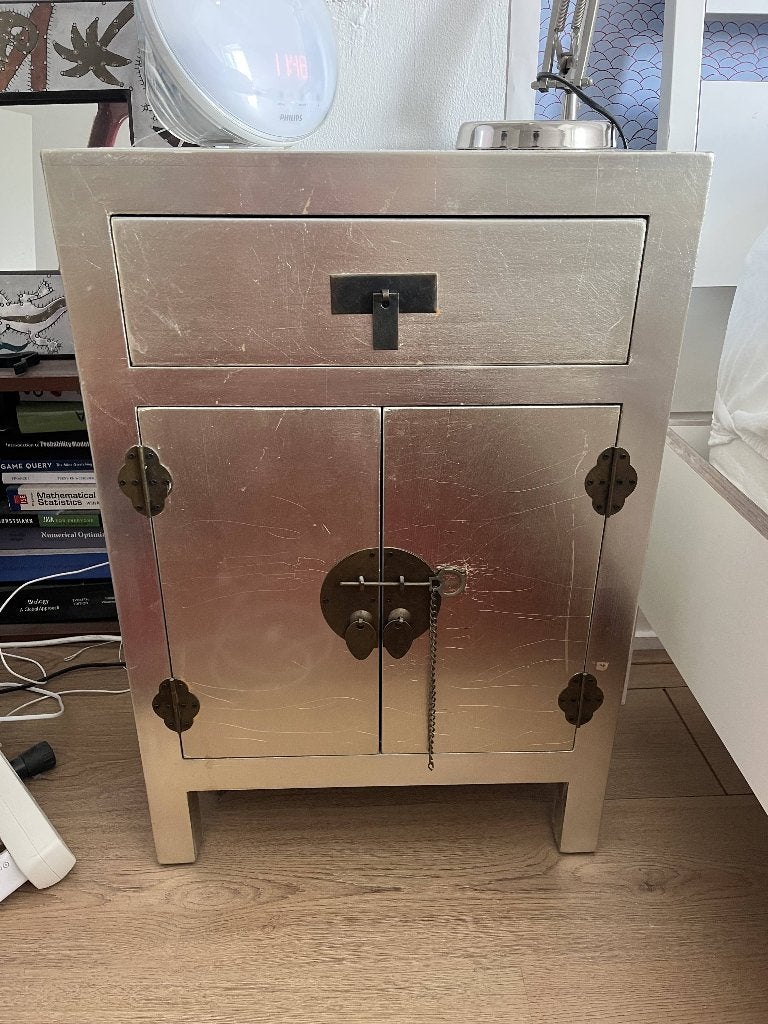 Zilveren nachtkastje in Chinese stijl, Huis en Inrichting, Ophalen, Minder dan 45 cm, 55 tot 70 cm