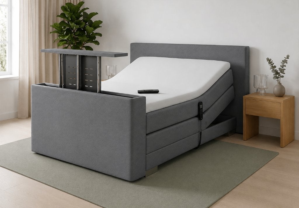 Twijfelaar Elektrische Boxspring Kubic-TV-Lift Voetbord Set, Ophalen of Verzenden, Nieuw, Tweepersoons, 120 cm