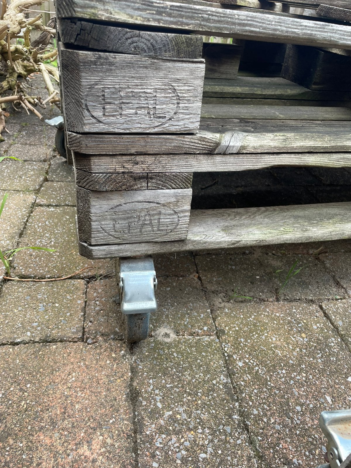 #gratis 3 Pallet banken 140bx80dx44h, Tuin en Terras, Ophalen, Gebruikt, Hout