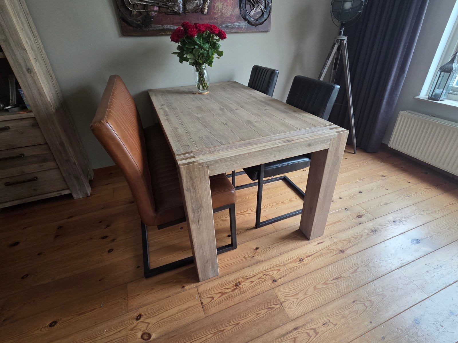 eetkamertafel met bank en 2 stoelen, Ophalen, Gebruikt, 50 tot 100 cm, 150 tot 200 cm