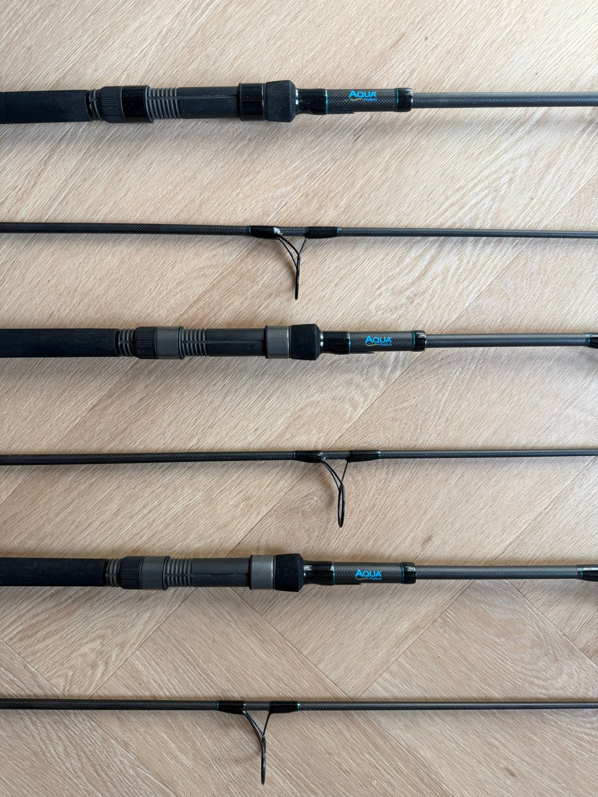 3 x Aqua Atom Rod duplon 3.25 lbs 10ft, Watersport en Boten, Ophalen of Verzenden, Zo goed als nieuw, Werphengel