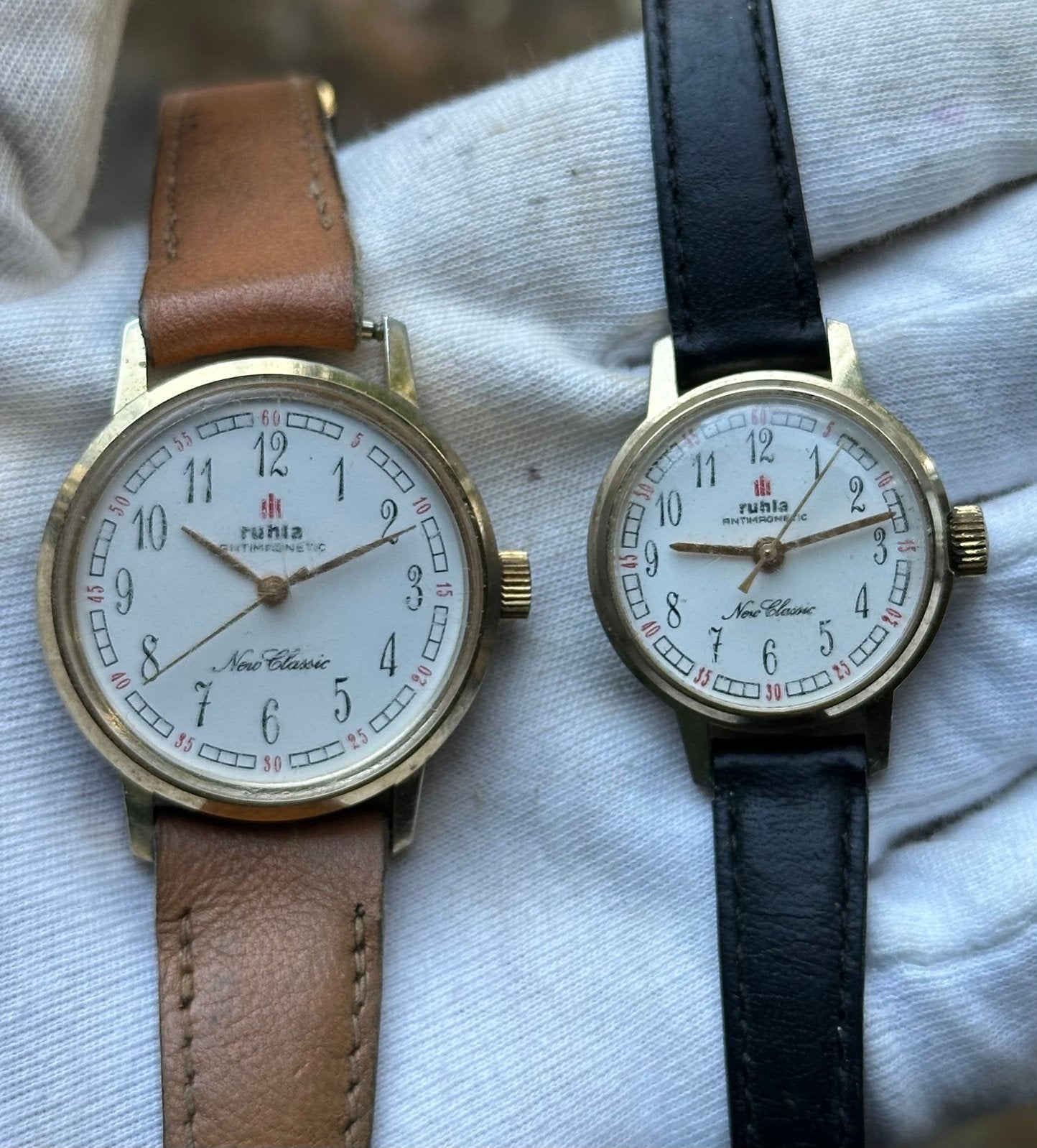 Ruhla vintage horloge setje, Sieraden, Tassen en Uiterlijk, Horloges | Antiek, Overige merken, Staal, Polshorloge, Verguld