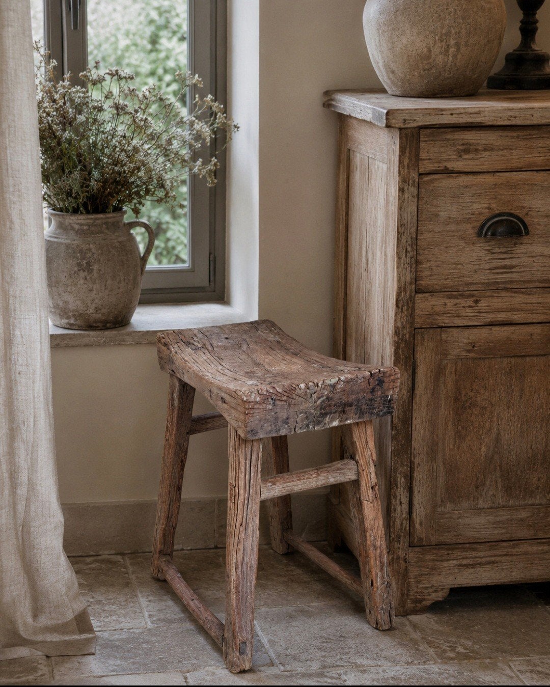Mooie stoere landelijke kruk, Huis en Inrichting, Ophalen of Verzenden, Hout