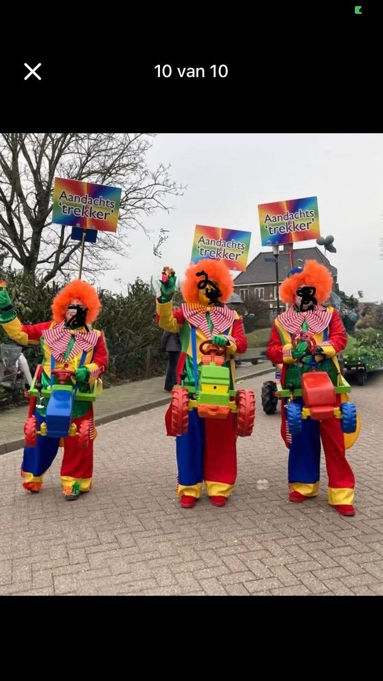 4 mooie clownspakken, Ophalen of Verzenden, Gebruikt, Kostuum, Carnaval