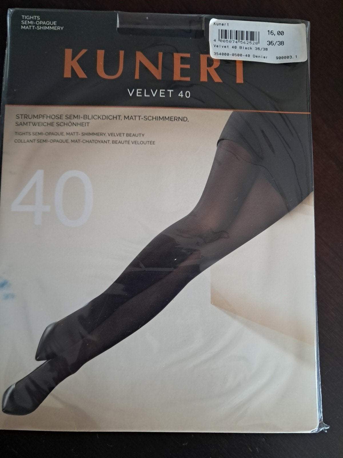 Kunert velvet 40 panty zwart en marine maat 36-38, Maat 36/38 (S), Zwart, Nieuw, Ophalen of Verzenden