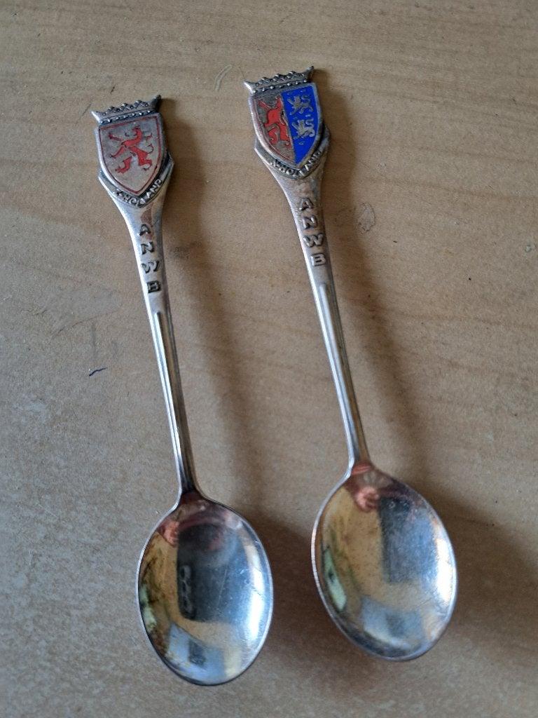 2 Reklame lepeltjes ANWB verzilverd, Antiek en Kunst, Antiek | Bestek, Ophalen of Verzenden