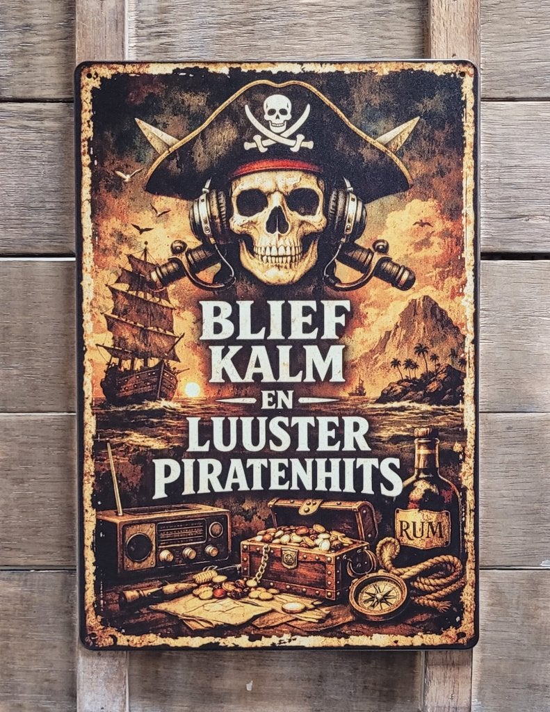 Blief kalm luuster piratenhits reclamebord van metaal deco, Info@deconoord.nl, Deco Noord, Nieuw, Ophalen of Verzenden