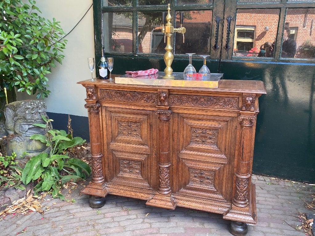 Antieke bar, Cafetoog in eik, Hollands barmeubel. 19e eeuw, Ophalen