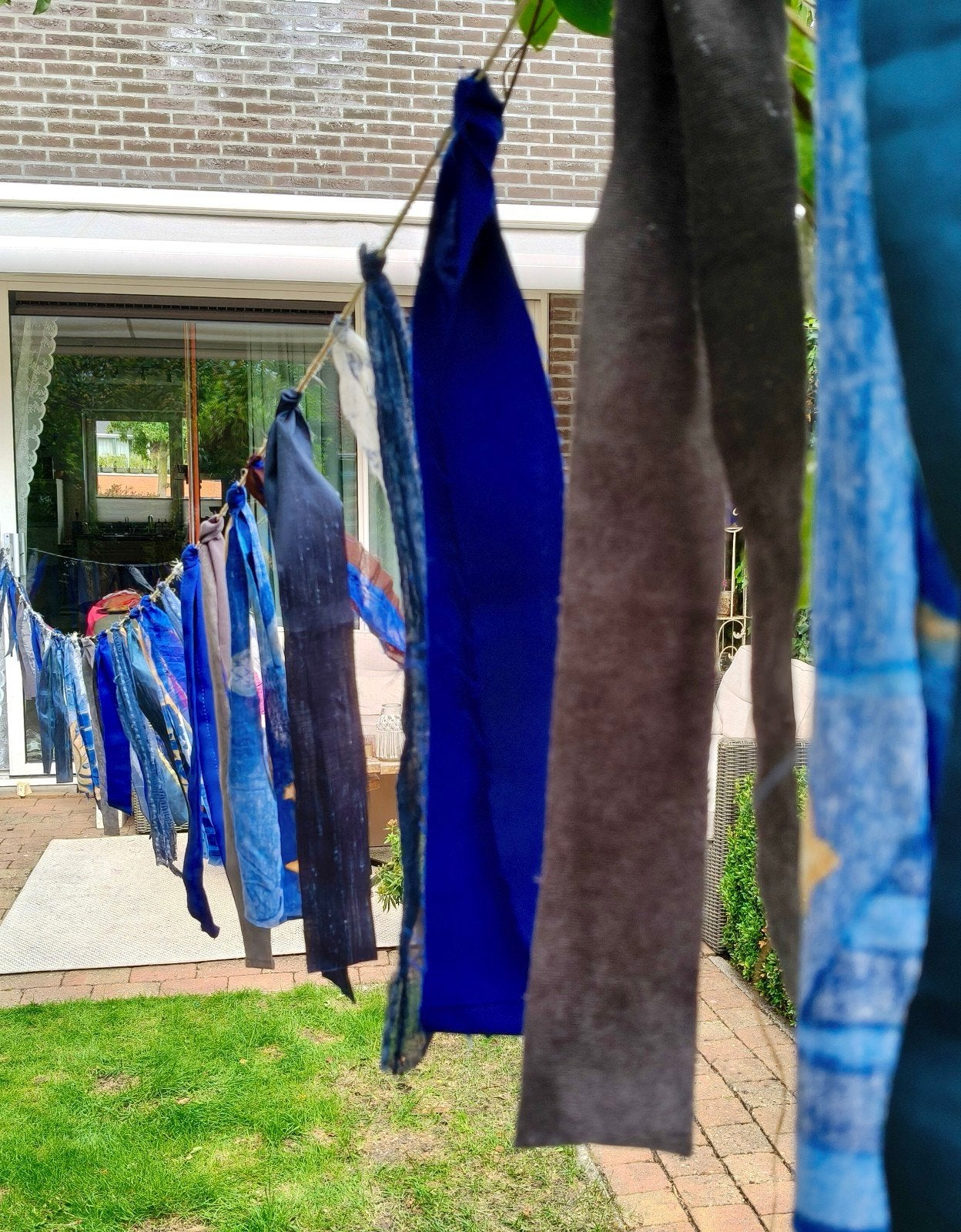 Ibiza linten slinger in blauwtinten - 7 mtr, Ophalen of Verzenden, Nieuw, Versiering, Overige