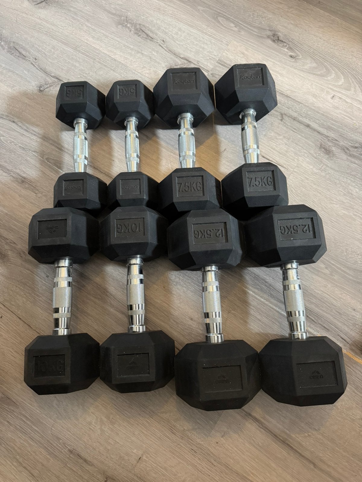 Dumbells 5 tot 12,5 kilo als nieuw, Sport en Fitness, Ophalen, Zo goed als nieuw, Dumbbell