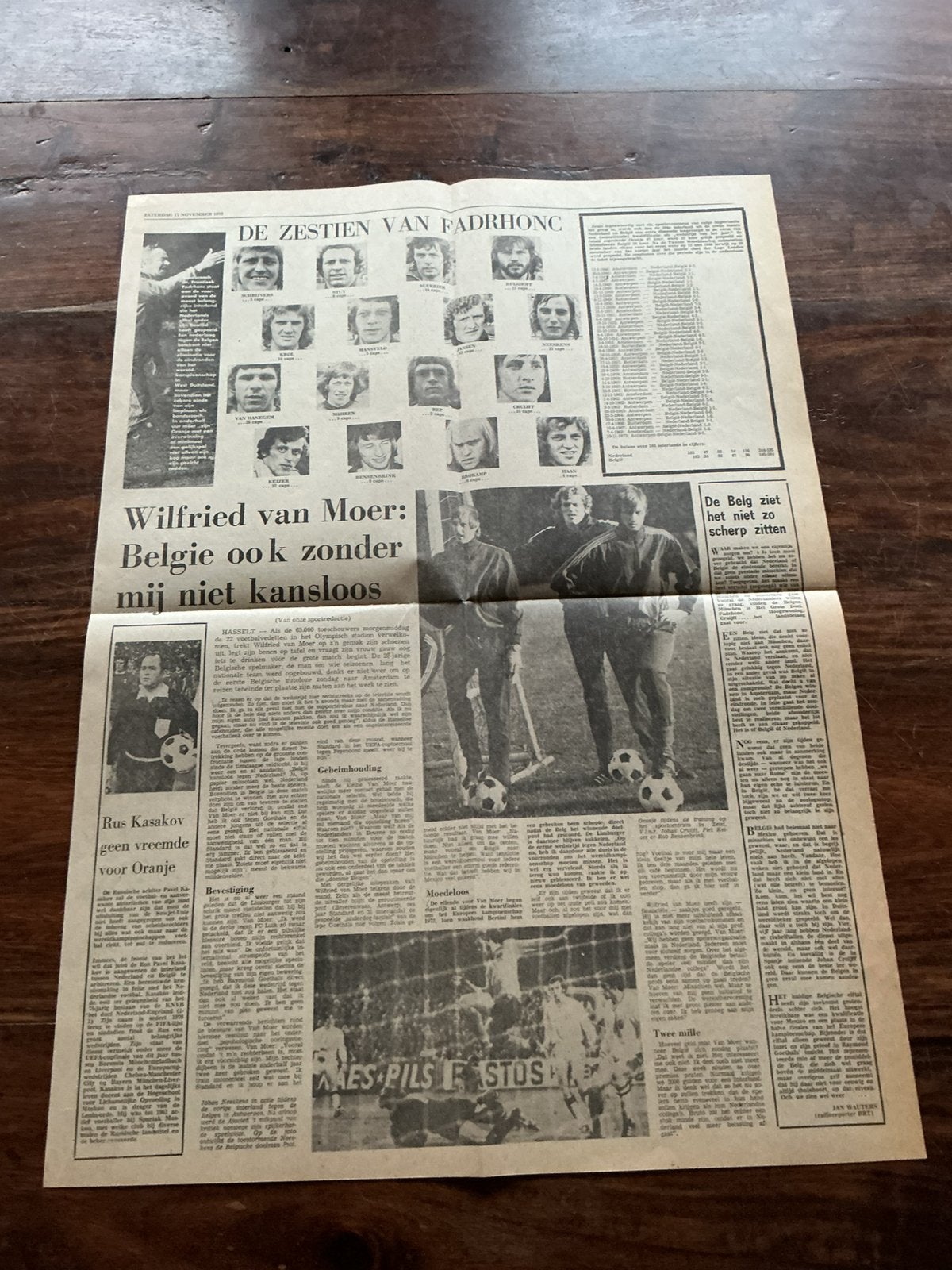 Voetbal krantenartikel Cruijff Nederlands elftal de 16 van, Ophalen of Verzenden, Knipsel(s)
