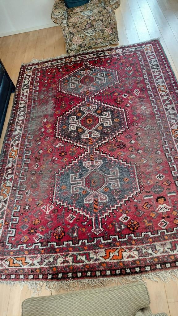 Antiek Perzisch tapijt vintage kleed 290x200 Shiraz Qashqaï, Ophalen