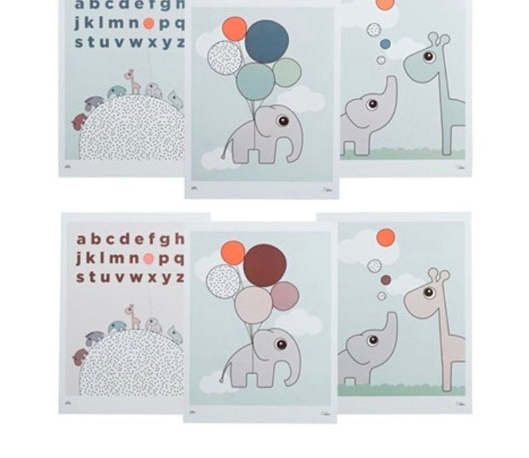 Done by Deer poster print schilderij alfabet giraf olifant, Ophalen of Verzenden, Wanddecoratie