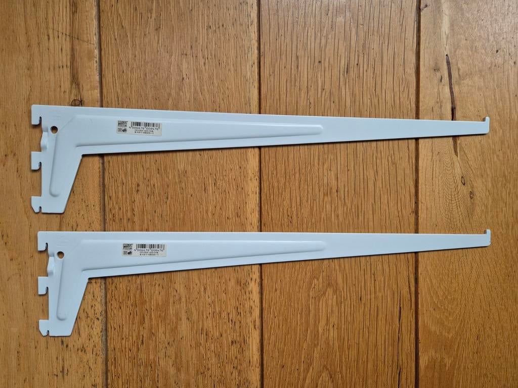Plankdragers metaal F-rail systeem, 30, 40 en 50cm, Ophalen of Verzenden, Gebruikt