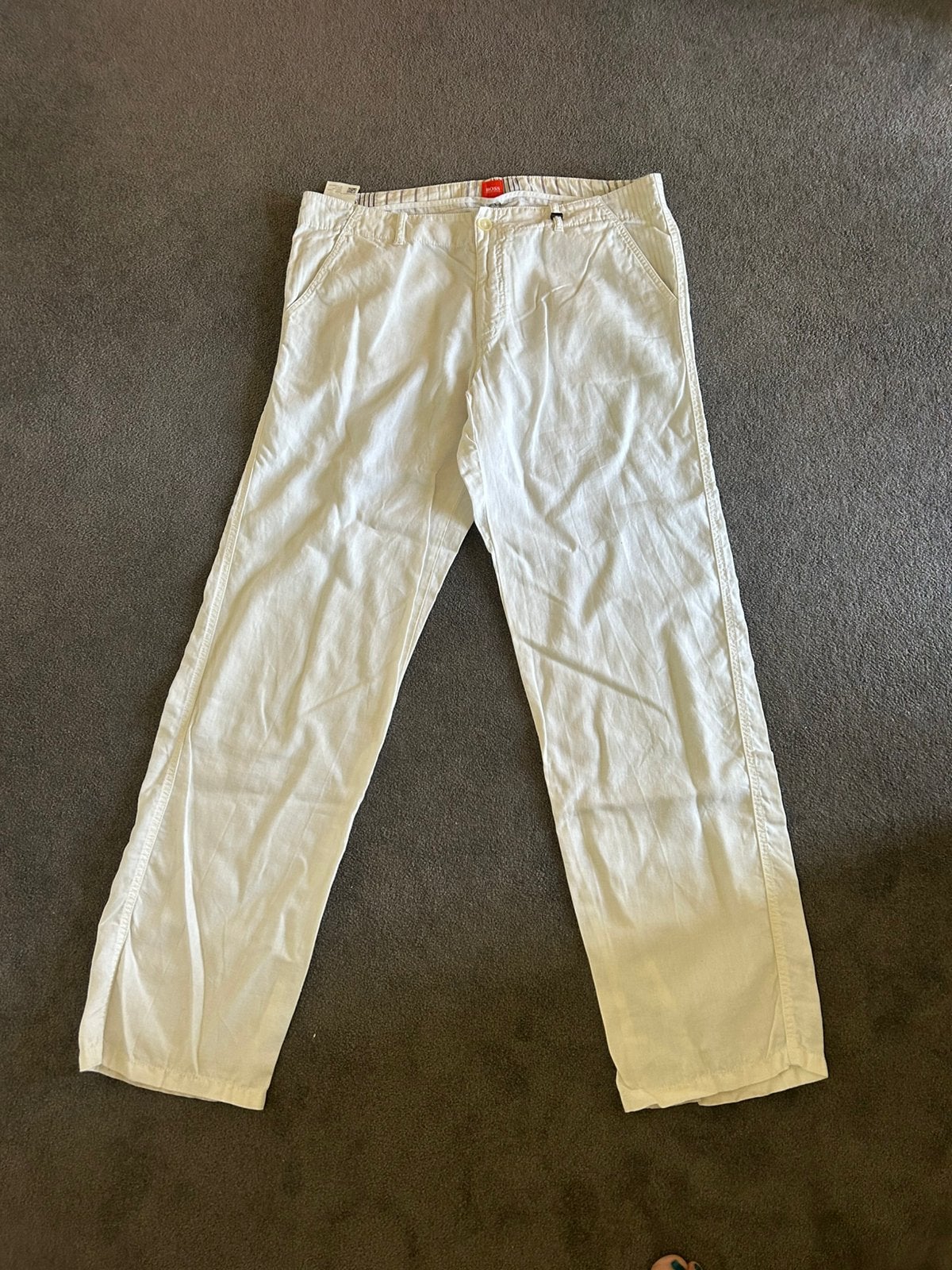 Hugo Boss linnen broek wit maat 56, Kleding | Heren, Ophalen of Verzenden, Zo goed als nieuw, Maat 56/58 (XL), Wit