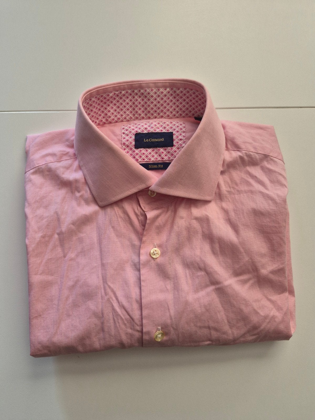 Le Canard Slim Fit overhemd roze maat 43, Kleding | Heren, Ophalen of Verzenden, Zo goed als nieuw, Roze