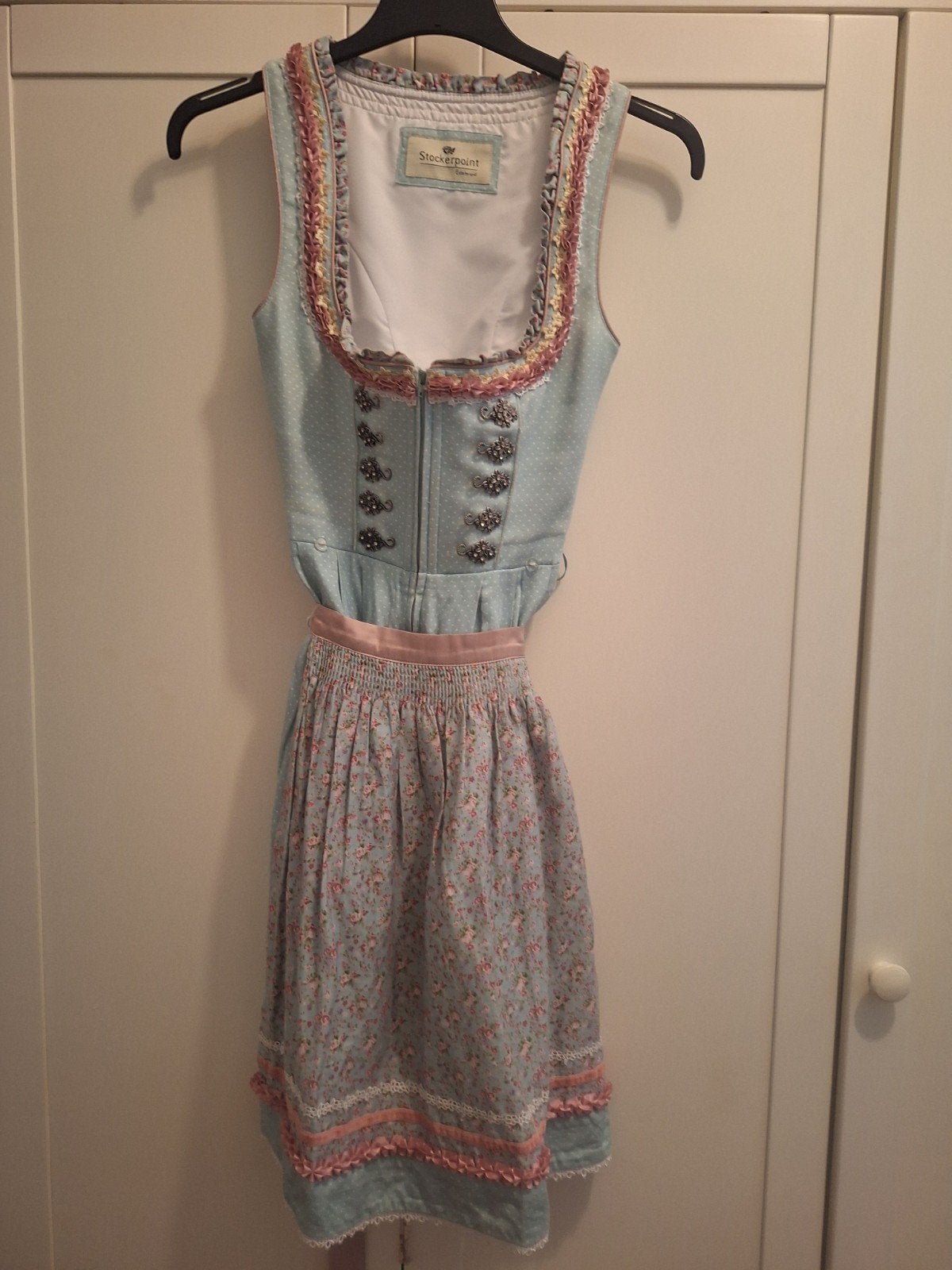 Dirndl maat 36, Ophalen, Blauw, Knielengte, Maat 36 (S)