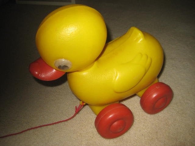 Sissy boy loopeend grote plastic trekeend + plastic trekhond, Kinderen en Baby's, Ophalen of Verzenden, Gebruikt, Overige typen
