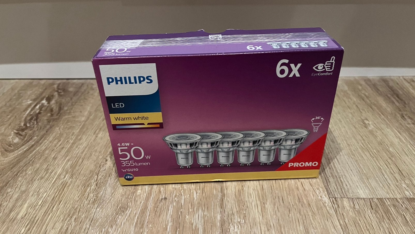 6x Philips LED GU10 4,6W 355lm Warm White – nieuw, Philips, Led-lamp, GU10, Nieuw