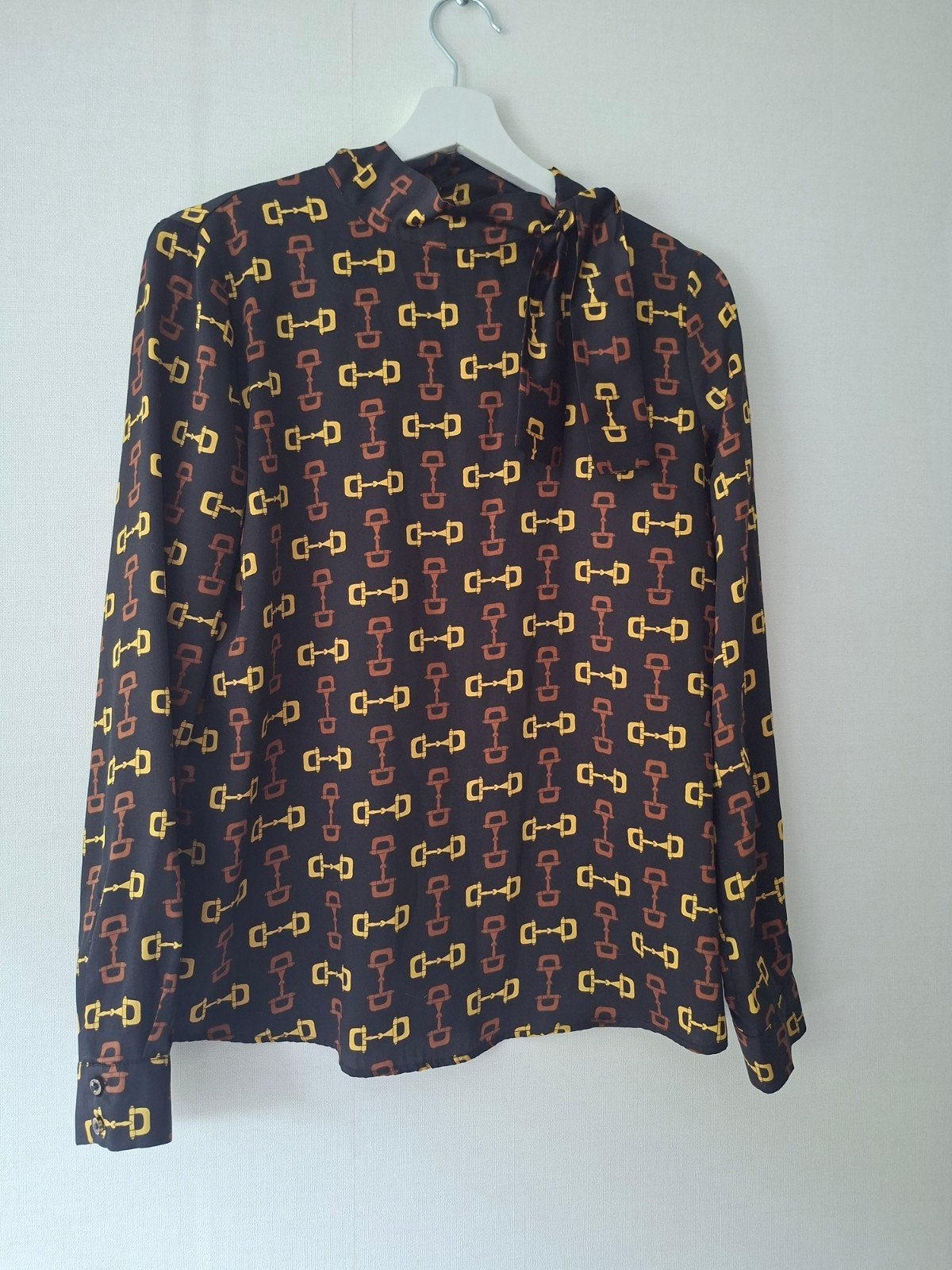 Kocca Jeans Blouse met Bitprint en Strikdetail, Bruin, Ophalen of Verzenden, Maat 36 (S), Kocca Jeans
