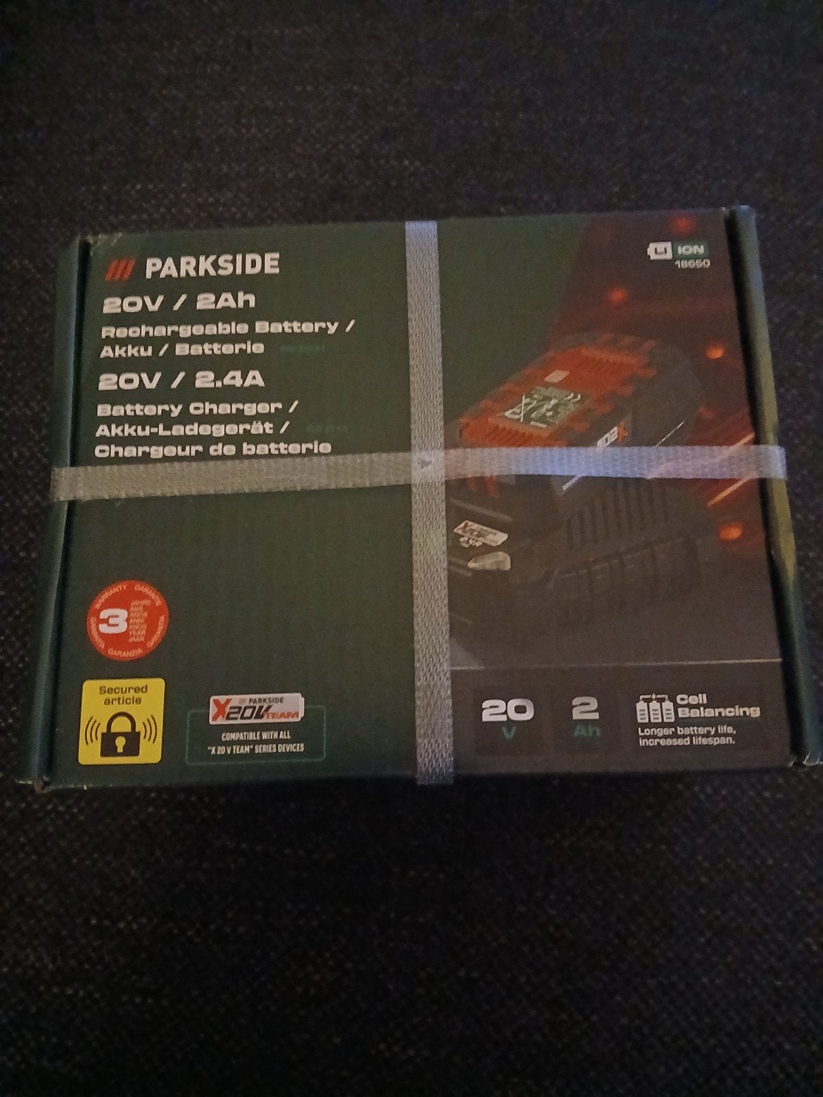 Parkside 20V/2Ah Accu en 2.4A Oplader Set, Ophalen of Verzenden, Nieuw, Minder dan 400 watt, Overige typen