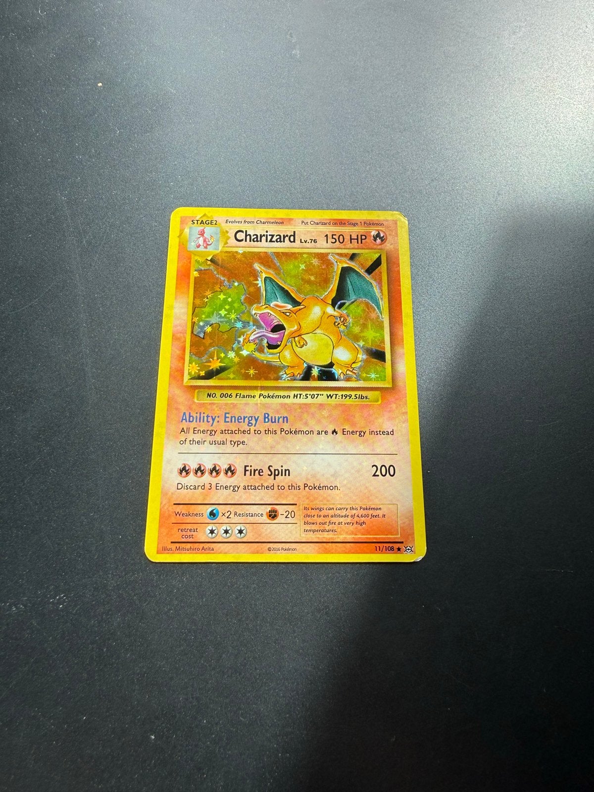 Charizard Pokémon kaart 11/108 XY Evolutions Holo, Ophalen, Zo goed als nieuw, Losse kaart, Foil