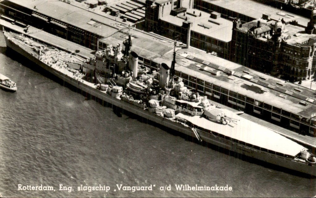 Rotterdam - Engels slagschip Vanguard - Wilhelminakde, Ophalen of Verzenden, 1940 tot 1960, Ongelopen, Zuid-Holland