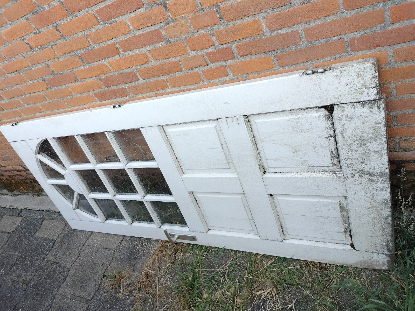 Oude houten deur met glas - Buitendeur, Ophalen, Gebruikt, 80 tot 100 cm, Buitendeur