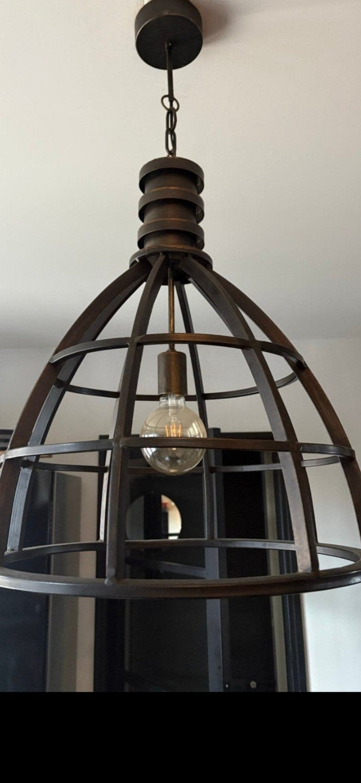 Industriële hanglamp - Metaal - Vintage look, Gebruikt, E27 (groot), Ophalen of Verzenden, Industrieel, Vintage