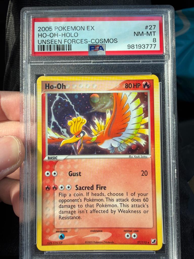 PSA 8 - Ho-Oh 27/115 (holo) Ex Unseen Forces - Pop 122 !, Ophalen of Verzenden, Zo goed als nieuw