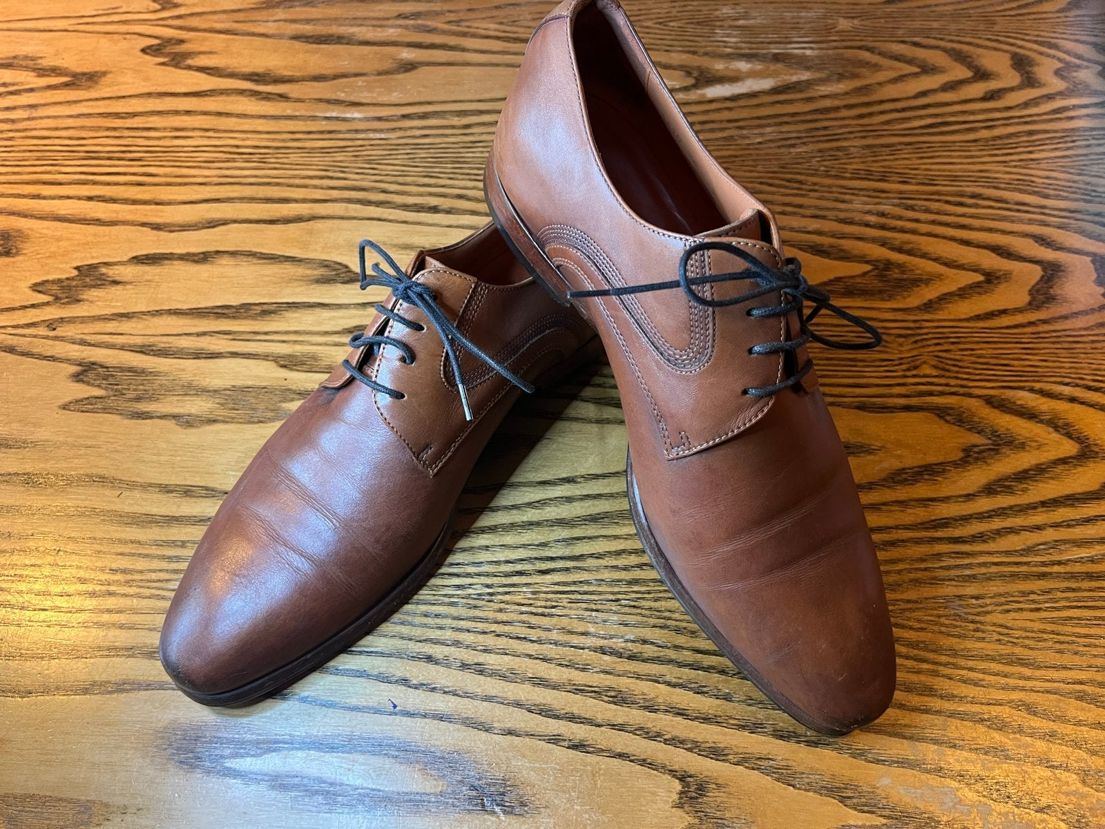 Van Lier nette herenschoenen - bruin leer, Ophalen, Gedragen, Bruin, Veterschoenen
