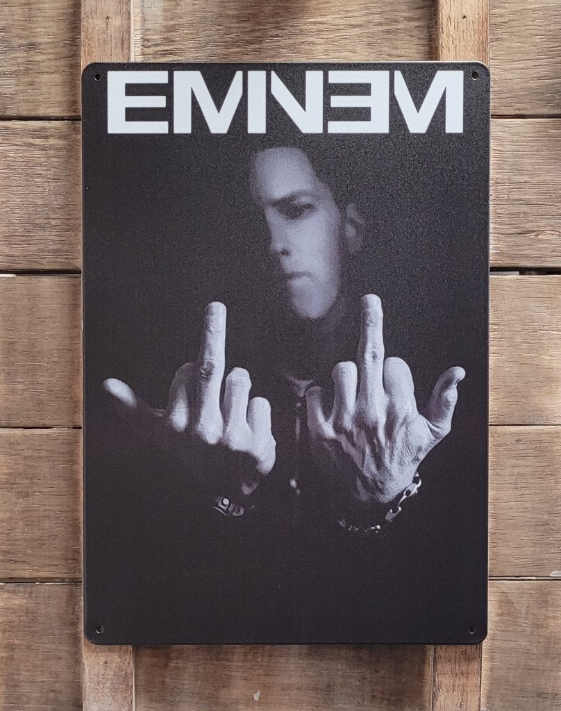 Eminem middelvinger reclamebord van metaal wandbord deco, Verzamelen, Info@deconoord.nl, Deco Noord, Nieuw, Ophalen of Verzenden