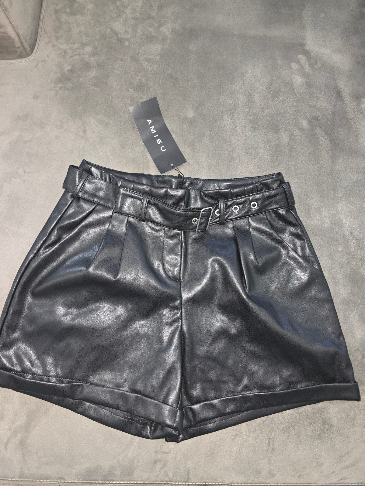 nep leren korte broek, Kort, Verzenden, Zwart, Nieuw