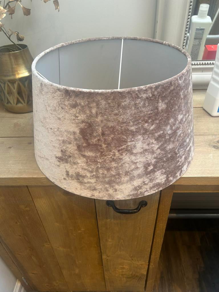 Mooie velours lampenkap - Beige naturel (35x35 cm), Ophalen of Verzenden, Gebruikt, Beige, 25 tot 50 cm